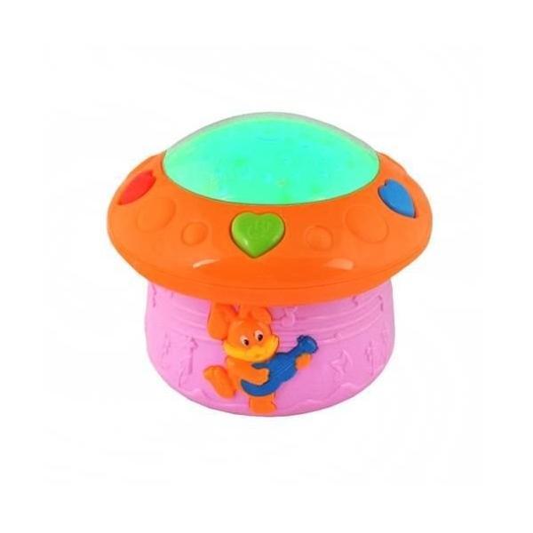 Lampa de veghe si proiectie LED pentru copii, senzor voce, roz/portocaliu - Gonga