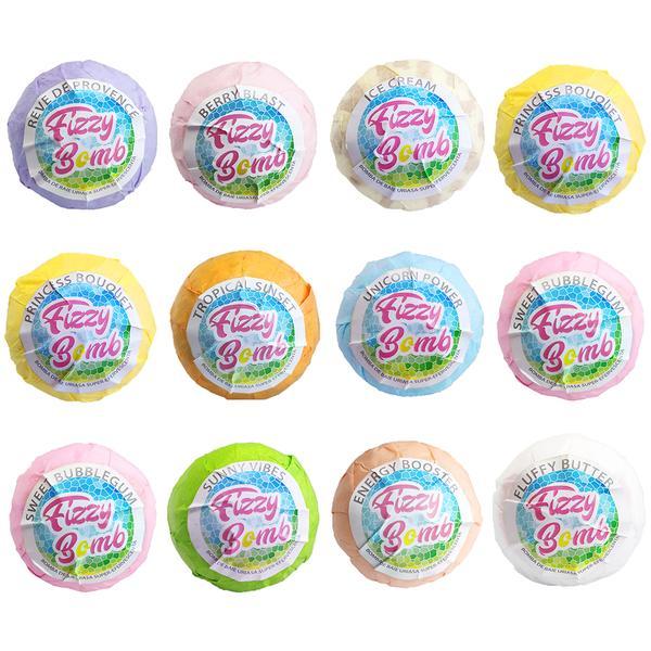 Set 12 Bombe de baie efervescente Fizzy Bomb, diverse culori si arome, cu unt de shea si aromaterapie 2160g