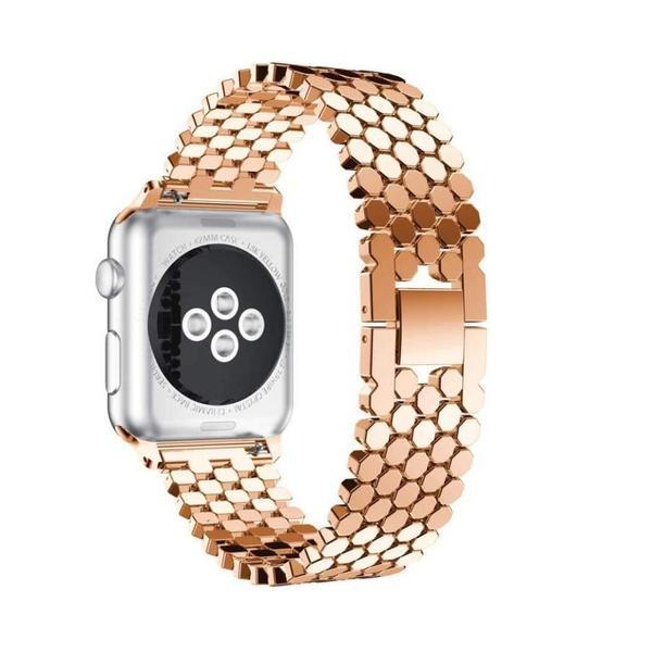 Curea de dama compatibila Apple Watch, otel inoxidabil, 38/40mm, auriu roz