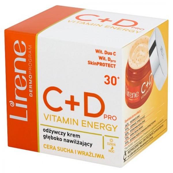 Crema intens hidratanta pentru fata, Lirene C+D Pro Vitamin Energy 30+, 50ml