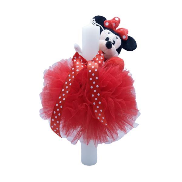 Lumanare botez dantela rosie si Minnie - Dany Kids