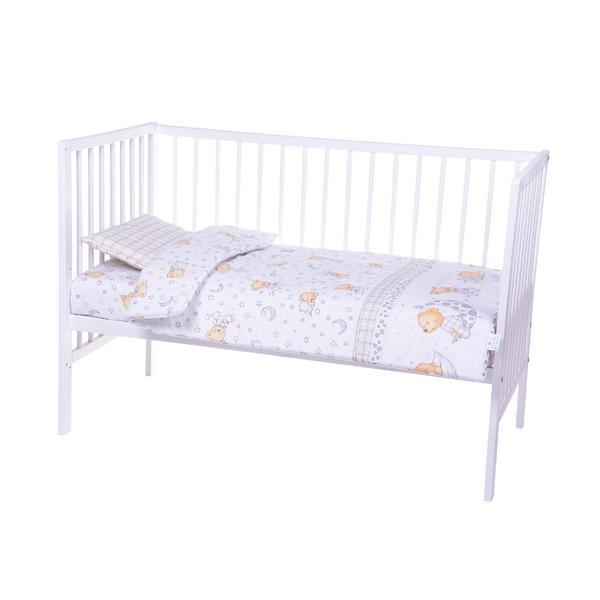 Lenjerie bumbac patut copii Bebe Royal 120*60 - 3 piese - Ursulet Crem