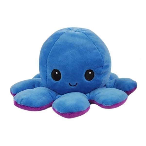 Jucarie reversibila din plus Octopus doll, Oktane, caracatita cu 2 fete pentru reprezentarea sentimentelor, 20x20cm, albastru-purple