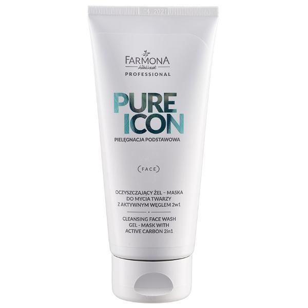 SHORT LIFE - Gel-Masca pentru Curatare cu Carbune Activ 2 in 1 - Farmona Pure Icon Cleansing Face Wash Gel Mask with Active Carbon 2 in 1, 200ml