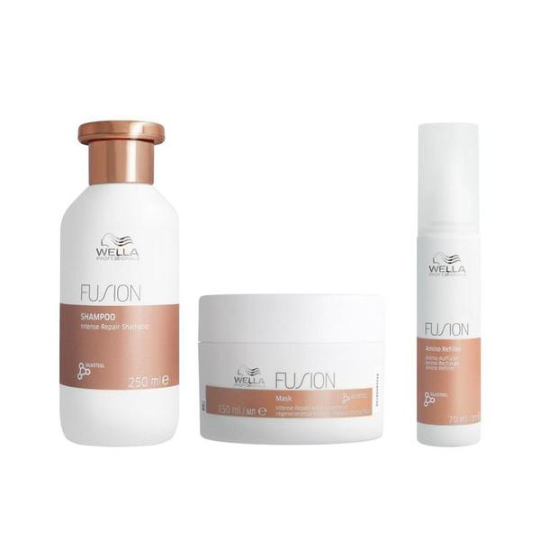 Pachet cu Efect Reparator - Wella Professionals Fusion Intense Repair: Sampon Reparator 250 ml, Masca Reparatoare 150 ml, Tratament cu Aminoacizi 70 ml