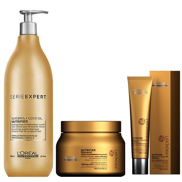 Pachet pentru Par Uscat - L'Oreal Professionnel Serie Expert Nutrifier: Sampon 980 ml, Masca 500 ml, Balsam Leave In 40 ml