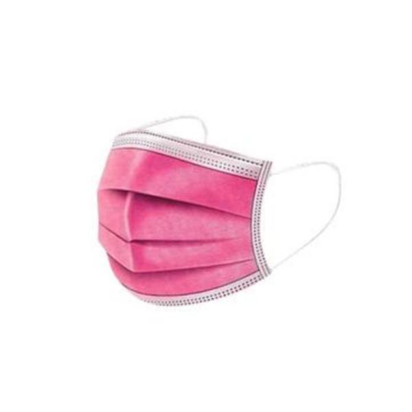 Set de 50 de masti protectie, 3 straturi, 3 pliuri de unica folosinta, fucsia, OEM