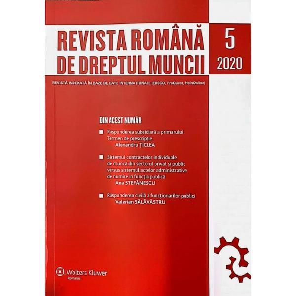 Revista Romana de Dreptul Muncii Nr.5/2020, editura Wolters Kluwer