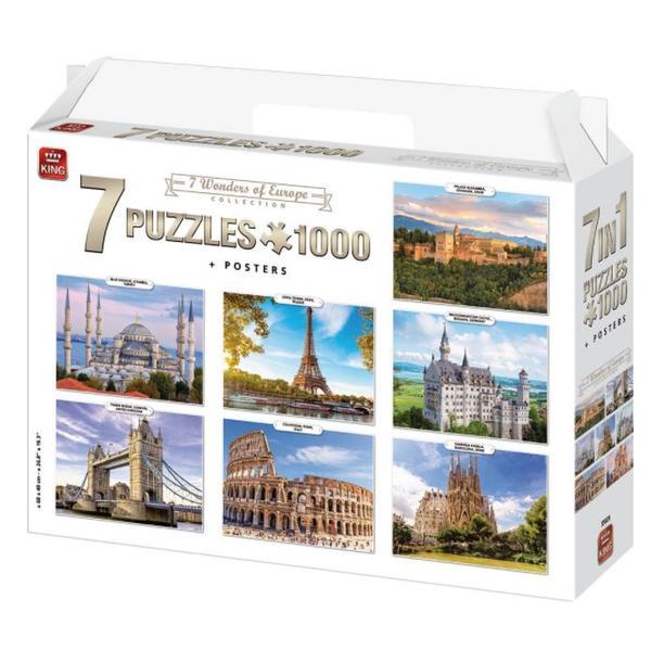 King Puzzle 7 buc * 1000 piese Colectia Minuni ale Europei
