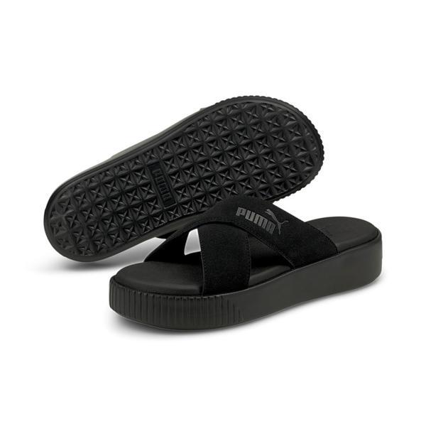 Slapi femei Puma Platform Slide Suede 37510501, 37, Negru