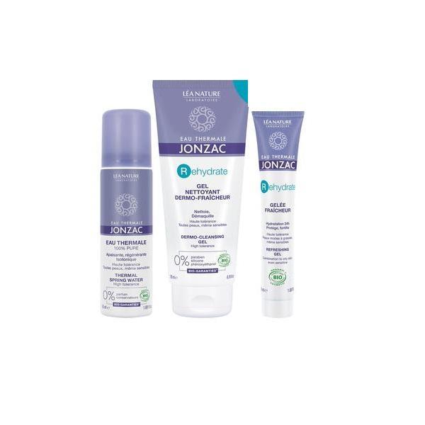 Pachet promo Gel demachiant 200ml + Gel fata 50ml + Apa termala - Jonzac Rehydrate - Ten mixt