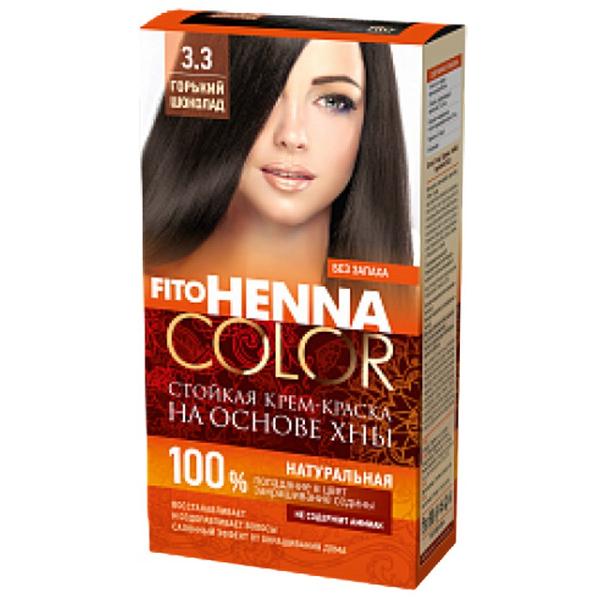 Vopsea de Par Permanenta Fara Amoniac Fito Henna Color Fitocosmetic, 3.3 Ciocolatiu Amarui, 115 ml