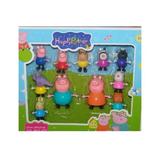 Set 11 figurine Peppa Pig, dimensiuni intre 5 si 9 cm, din plastic si cauciuc, multicolor - OEM