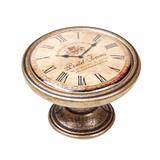 Buton pentru mobila, Clock5 550BR24, finisaj alama antichizata, D:37 mm - Nesu