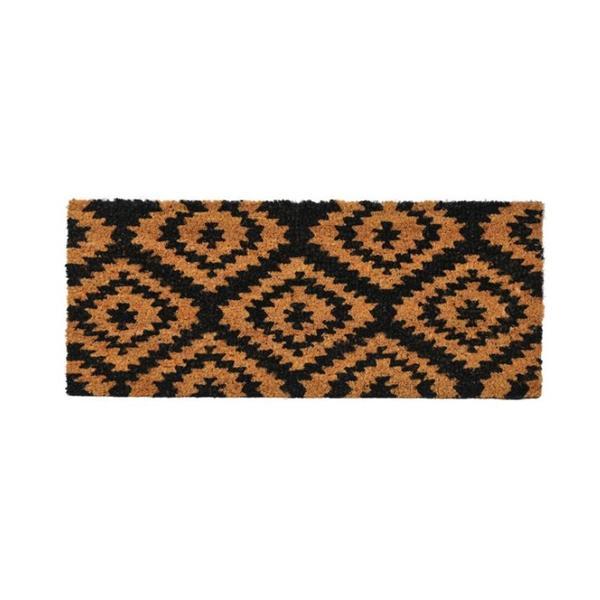 Covoras decorativ pentru scari la intrarea in casa, design geometric, 60x25 cm, maro cu negru, Topi Toy