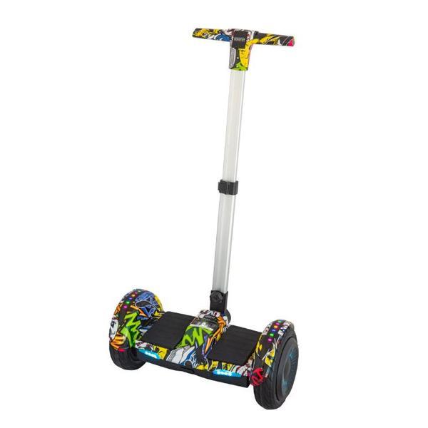 Scooter electric cu maner 10 inch, boxe, bluetooth, lumini pe aripi si roti cu lumini si autobalance din telecomanda, culaore galben - OEM