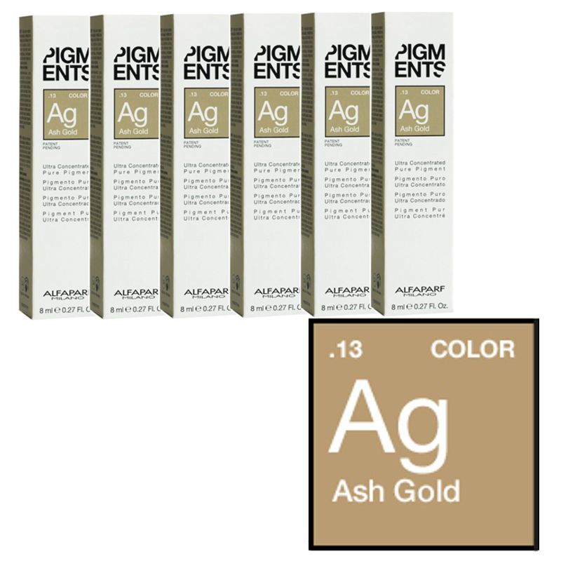 Set Pigment Concentrat Cenusiu Auriu - Alfaparf Milano Ultra Concentrated Pure Pigment ASH GOLD 6 x 8 ml