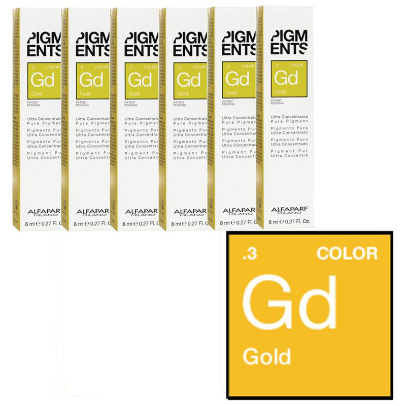 Set Pigment Concentrat Auriu - Alfaparf Milano Ultra Concentrated Pure Pigment GOLD 6 x 8 ml