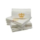 Set 5 prosoape de maini, tip hotelier, bumbac 100%, 32x32 cm, elegante, albe cu broderie aurie