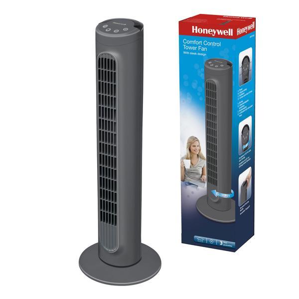 Ventilator turn Honeywell HYF1101E, 3 trepte de viteza, 80 cm, panou de control, Gri inchis