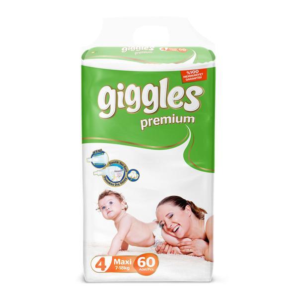 Scutece Giggles Premium, marimea 4 Maxi, 7-18 kg, 60 buc, pachet Jumbo