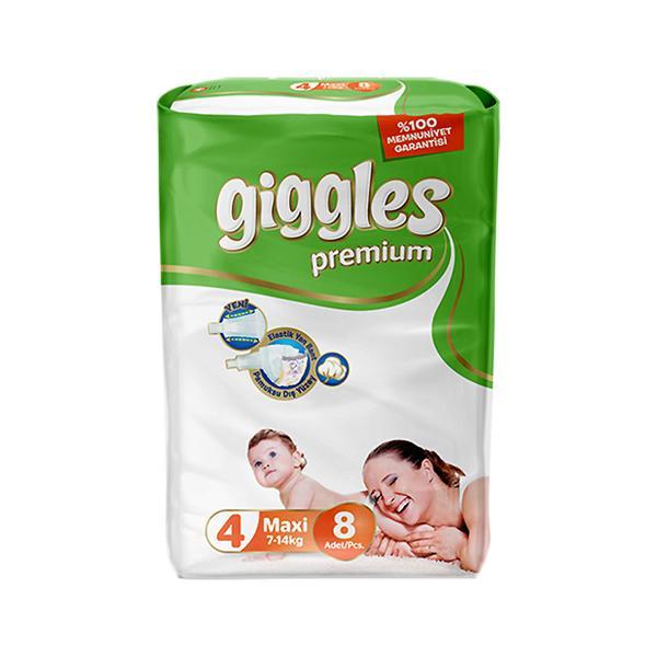 Scutece Giggles Premium, marimea 4 Maxi, 7-18 kg, 8 buc, pachet Standard