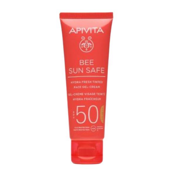 Lotiune de plaja, Hydra Fresh Tinted Face Gel Cream SPF50, Apivita, 50ml