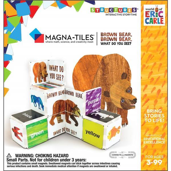 Set de constructie piese magnetice CreateOn Magna-Tiles - Ursule brun ursule brun tu ce vezi? By Eric Carle 16 piese