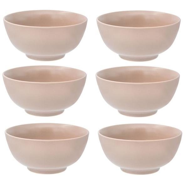 Set 6 boluri servire, Ceramica, Bej, Ø18 cm, 1000 ml