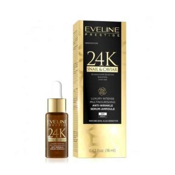 Ser pentru fata, Eveline Cosmetics, Prestige, Snail & Caviar, 24 k,18 ml