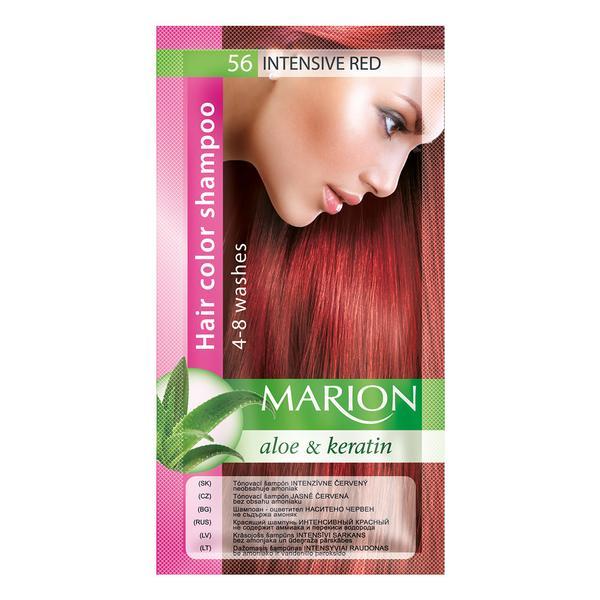 Sampon nuantator pentru par, Marion, Aloe & Keratin, 4-8 spalari, nuanta 56 Intensive Red, 40 ml