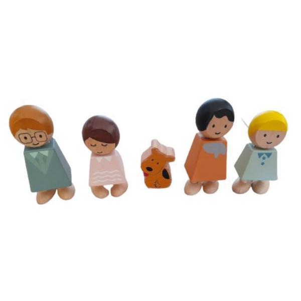 Set de figurine din lemn, Familia de papusi - 5 piese, Multicolor - OEM