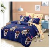 Lenjerie de pat Infinit Casa Pugs Bumbac Finet pentru 2 persoane, 6 piese