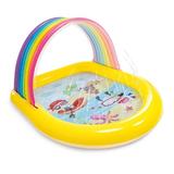 Piscina gonflabila copii, Intex, Rainbow multicolor, 147 x 130 x 86 cm, 57156