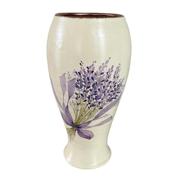 Vaza decorativa ceramica, realizata manual, lavanda, alb/mov - Ceramica Martinescu
