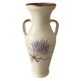 Vaza decorativa ceramica, realizata manual, lavanda, alb/mov,rose  - Ceramica Martinescu