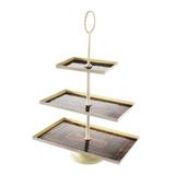 Platou 3 etaje din metal maro crem Patisserie 33 cm x 23 cm x 51 h - Decorer