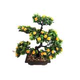 Bonsai decorativ artificial in ghiveci cu flori galbene, 40 cm, 6 ramuri