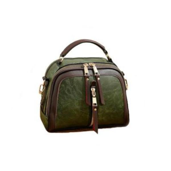 Poseta dama, piele ecologica premium, medie, verde inchis, office&casual, 24x12x18cm