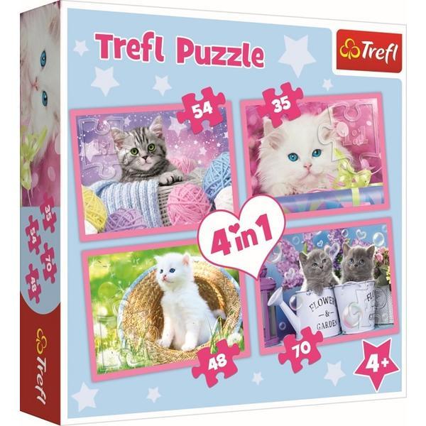 Puzzle 4 in 1. Pisicile se distreaza