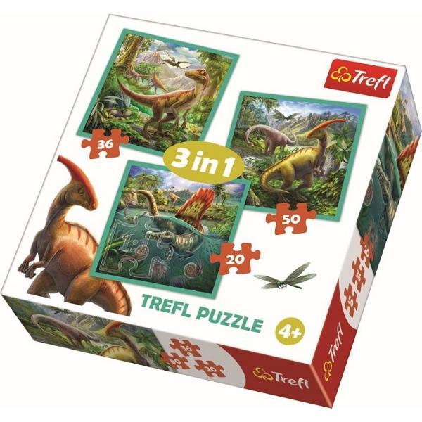 Puzzle 3 in 1. Lumea extraordinara a dinozaurilor