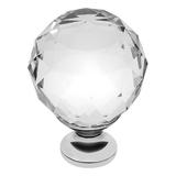 Buton pentru mobila cristal CRPA, finisaj crom lucios+cristal transparent, D:40 mm - Maxdeco
