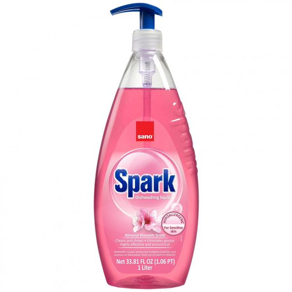 Detergent Lichid pentru Vase cu Aroma de Flori de Migdale - Sano Spark Dishwashing Liquid Almond Blossom, 1000 ml