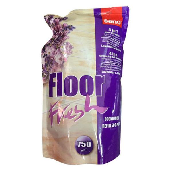 Rezerva Detergent Concentrat si Puternic Parfumat pentru Pardoseli  Lavanda si Liliac - Sano Floor Fresh Home Lavander & Lilac Refill, 750 ml