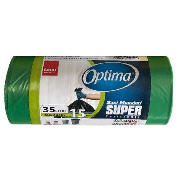 Saci Menajeri Verzi - Sano Optima Super, 35 l, 15 buc