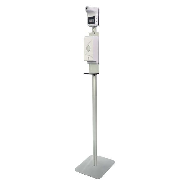 Termometru infrarosu medical digital noncontact echipat cu stand de prezentare si dotat cu dispenser gel automat