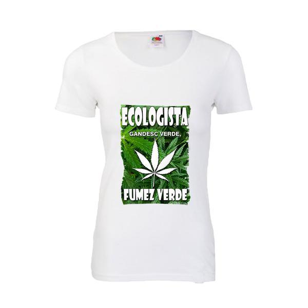 Tricou mesaj Ecologista-Marijuana weed, alb, M