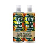 Set cadou Sampon & Balsam Grapefruit si Portocala, par normal sau gras Faith in Nature 2x400 ml