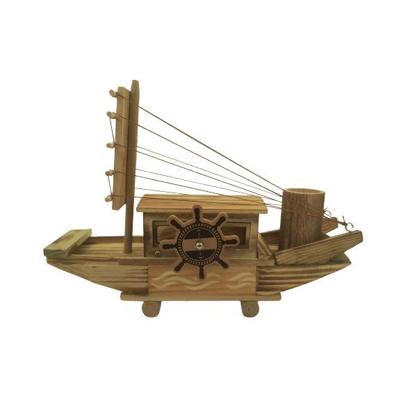 Barca decorativa din lemn cu sunete, 27 cm, Natur