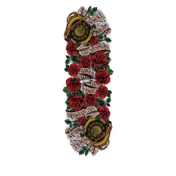 Tatuaj temporar pentru brat sau picior, Time Rose, 17 x 48 cm